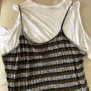 Mock neck shoulderless midi T-shirt dress